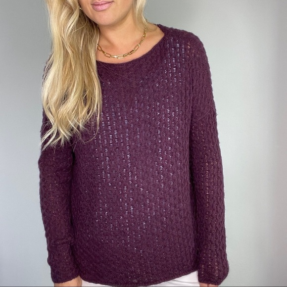 Vince Purple Cable Knit Alpaca and Wool Blend Sweater - Picture 2 of 9